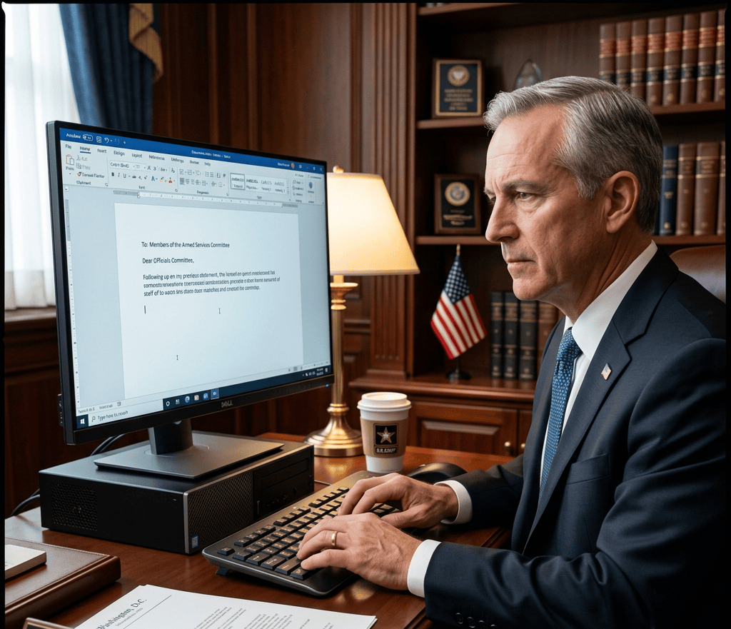 Hon. John R. Smith drafts a letter to the Armed Services Committee.
